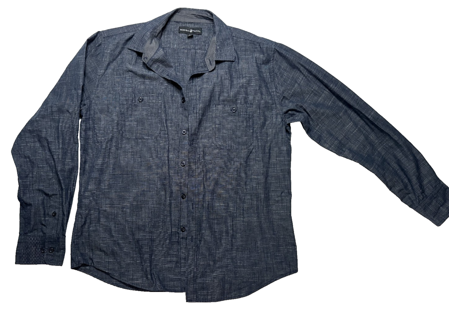 BEVERLY HILLS POLO CLUB Men's Navy Long Sleeve Button Down Shirt Size L