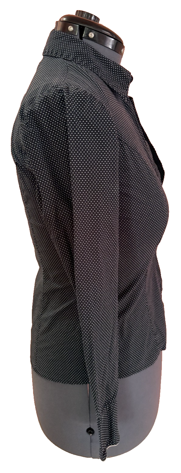 ANN TAYLOR Lined Black with White Polka Dot Button Up Shirt Size 4