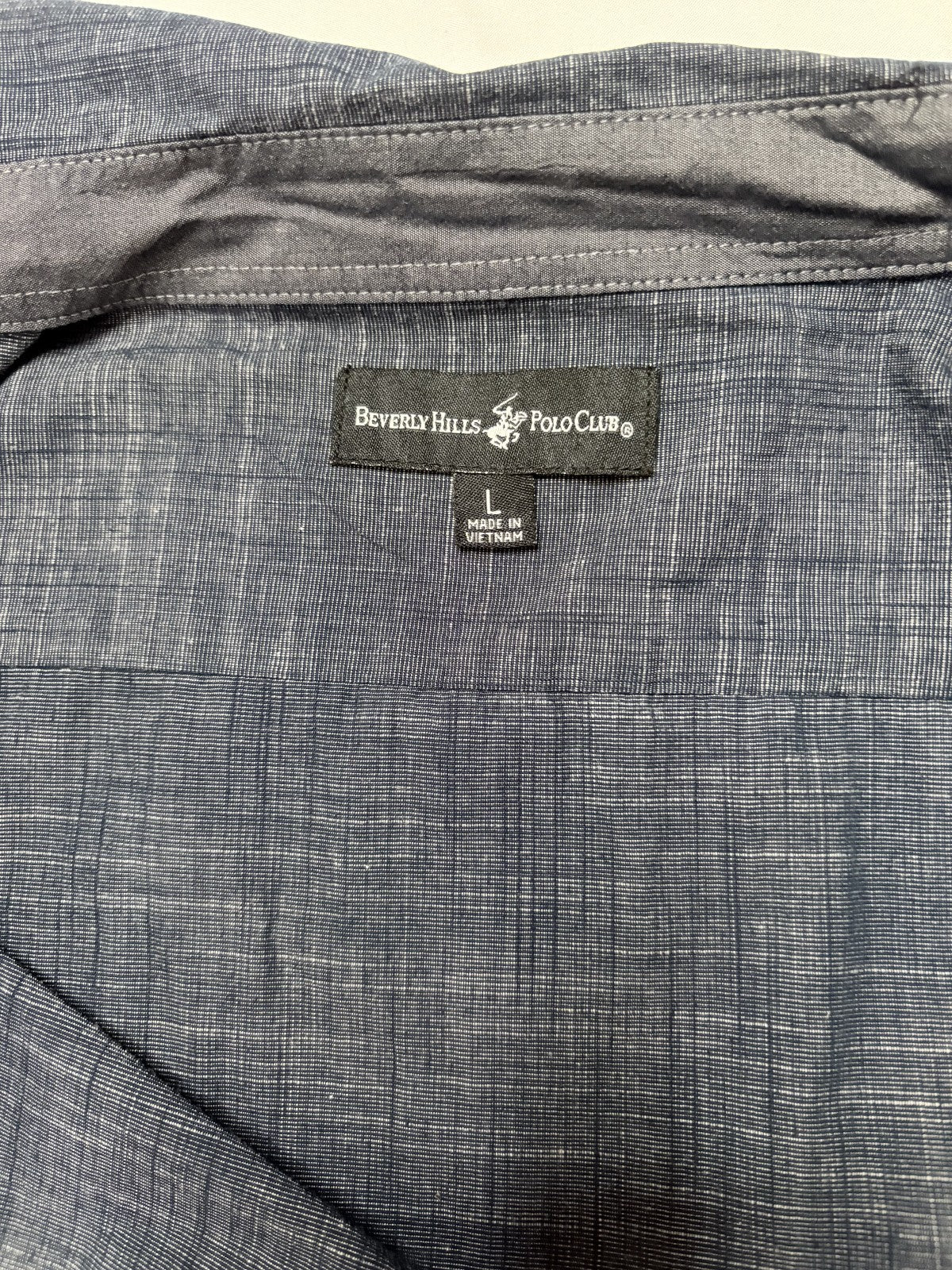 BEVERLY HILLS POLO CLUB Men's Navy Long Sleeve Button Down Shirt Size L