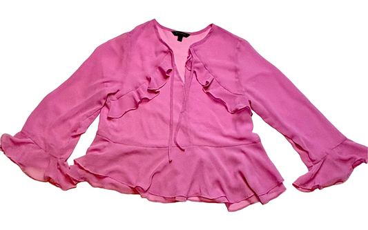 Banana Republic Ruffle Sheer-Ruffle Hem with Cuffs Blouse