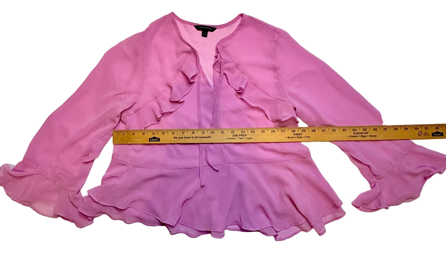 Banana Republic Ruffle Sheer-Ruffle Hem with Cuffs Blouse