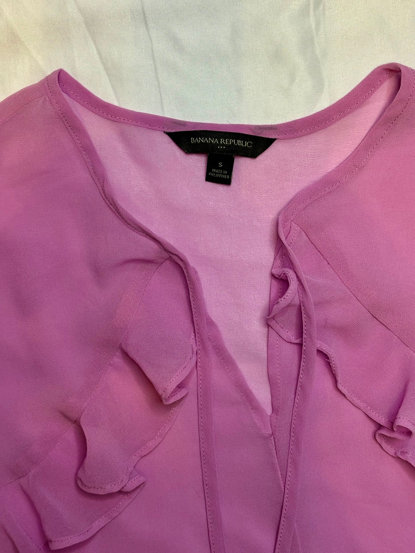 Banana Republic Ruffle Sheer-Ruffle Hem with Cuffs Blouse