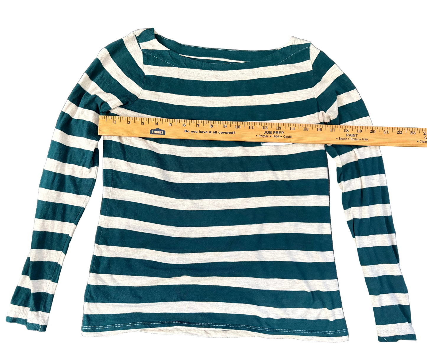 LOFT Women’s Teal and Grey Striped Long Sleeve Pull Over Sweater Size XS