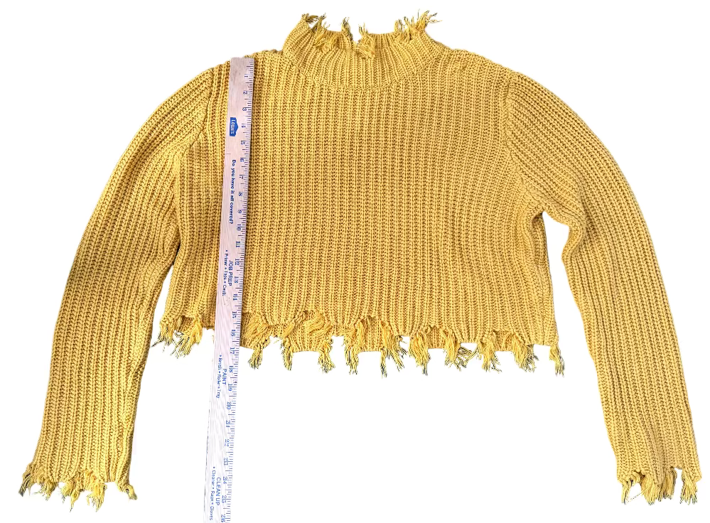 FASHIONNOVA Frayed Hem Knit Crew Neck Long Sleeve Sweater