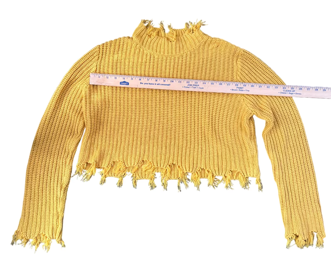 FASHIONNOVA Frayed Hem Knit Crew Neck Long Sleeve Sweater