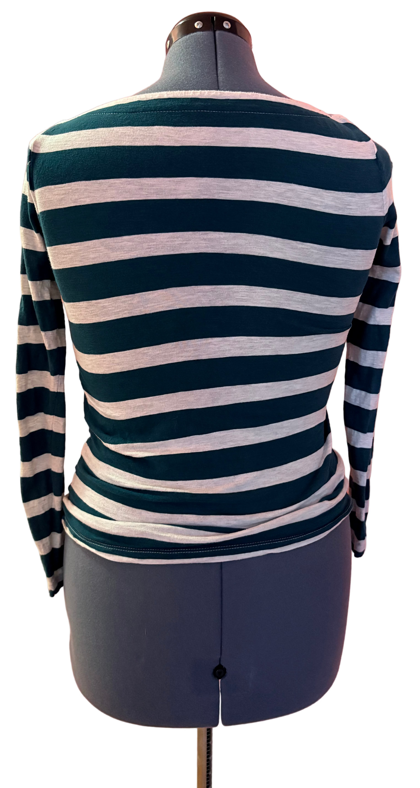 LOFT Women’s Teal and Grey Striped Long Sleeve Pull Over Sweater Size XS