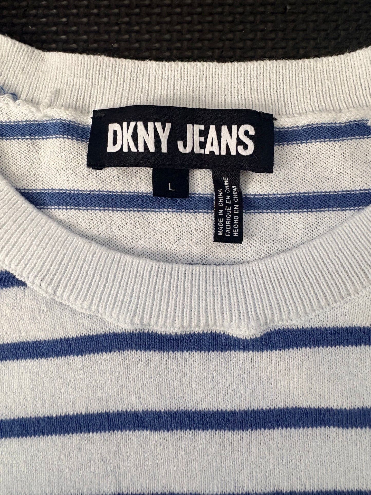 DKNY Jeans Women's Striped Ruched-Sleeve Crewneck Sweater