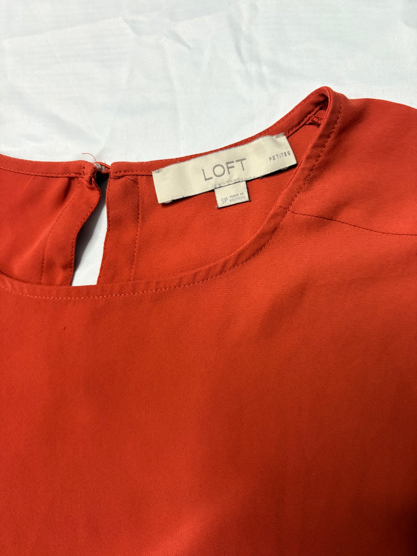LOFT Puffy Sleeves Blouse Burnt Orange Size: S