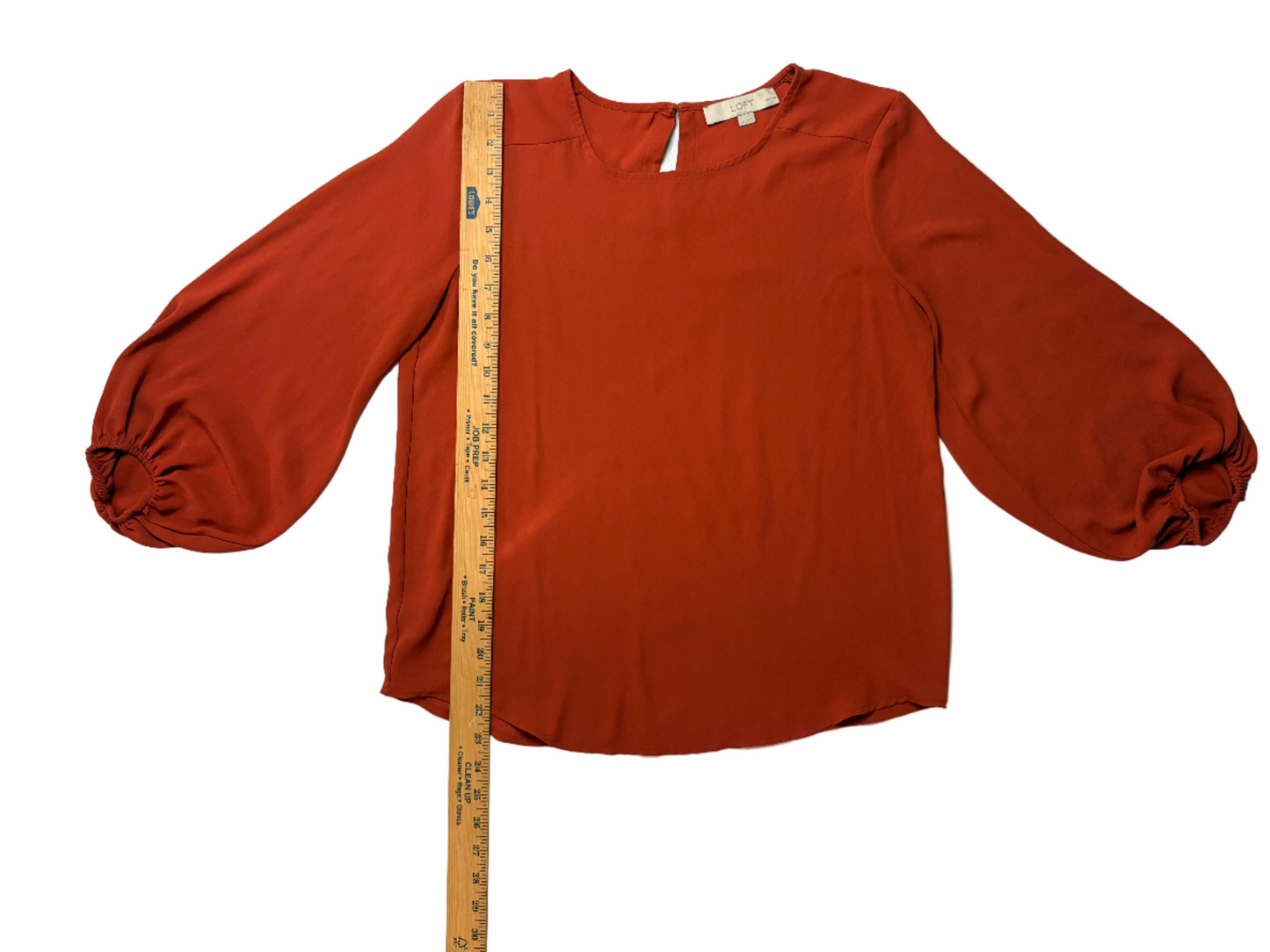 LOFT Puffy Sleeves Blouse Burnt Orange Size: S