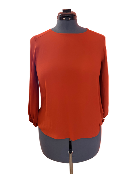LOFT Puffy Sleeves Blouse Burnt Orange Size: S